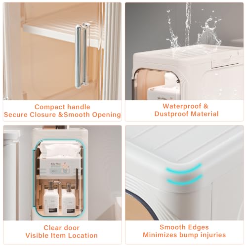 AntStep 4-Tier Slim Bathroom Storage Cabinet - Tall Narrow Organizer with Wheels, Adjustable Shelves, Cream White