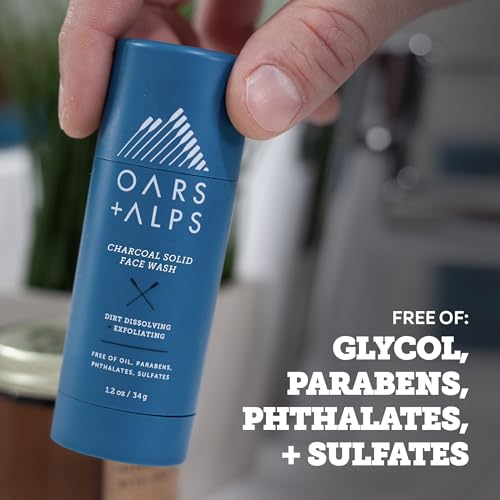 Oars + Alps Charcoal Exfoliating Face Wash Stick 1.4oz 2-Pack Travel Friendly