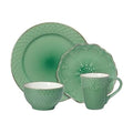 16-Piece Dinnerware Set - Green Stoneware for Kitchen & Dining