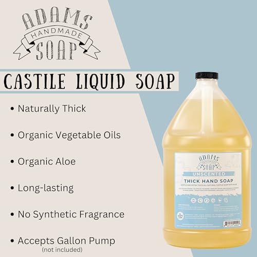 Adams Handmade Organic Castile Liquid Hand Soap Refill Unscented 128 Fl Oz