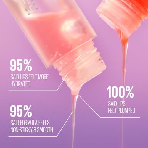 Kaja Juicy Glass Lip Plumping Oil | 01 Rose Hip Spritz | Hydrating, Feel Plumped and Lightweight with Vitamin Tree Fruit Oil, Vegan, Cruelty-Free, Clear Tint Stain Shine Gloss Plumper