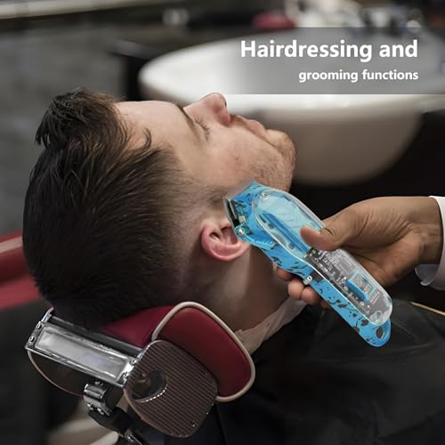 WAIKIL Hair Trimmer Kit for Men,Professional Barber Set for Hair Beard Trimmer,Quiet and Long-Lasting Charging,Transparent Rechargeable Bald Fade Clippers with LED Display (Blue)