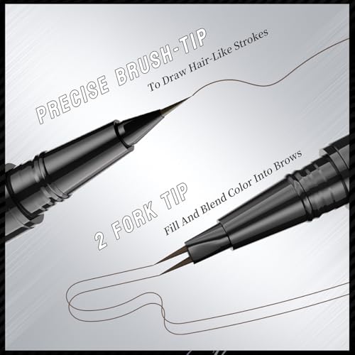 Curved Eyebrow Pen - Eyebrow Pencil, Dual-Ended 2-Tip Eyebrow Pen with Precision Nibs, 0.01mm Ultra-Fine Tips Create Natural Hair-Like Brows, Last All-Day (01# Light Brown)