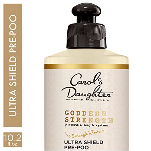 Carol's Daughter Goddess Strength Ultra Shield Pre Poo Hair Treatment for Waves, Coils and Curls, Protective Hair Detangler with Castor Oil, 10.2 Fl Oz