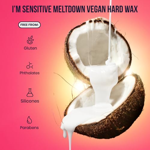 Crybaby Wax I¡¯m Sensitive Meltdown Vegan Hard Wax 6.5oz, Coconut-Infused Stripless Wax for Sensitive Skin, PCOS Facial Hair, Face, Bikini, Underarms & Body