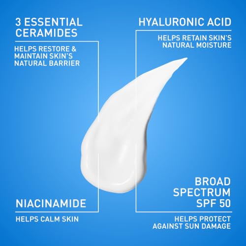 CeraVe Face Moisturizer Set with SPF 50 & Night Hydrating Lotion – Oil-Free, Hyaluronic Acid & Niacinamide