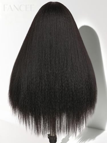 Kinky Straight V Part Wig for Black Women - Synthetic Half Wig, No Glue, Protective Style