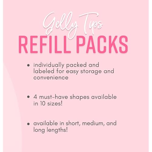 Kiara Sky Gelly Tip Soak Off Nails Refill Packs - Stiletto Short (Sizes 3, 4, 5)