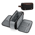 Wedama Toiletry Bag for Men, Large Hanging Travel Toiletry Bag, Extra Electronic Organizer Bag Waterproof Shaving Bag for Toiletries with PU Handle for Travel Business Trips Swim Camping, Black&Brown