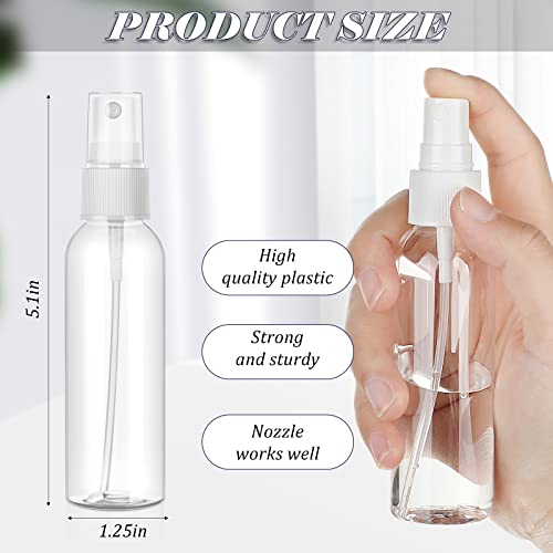 Mini Travel Spray Bottles 2 Oz Set - Clear Plastic Refillable Dispenser - 100 Pack