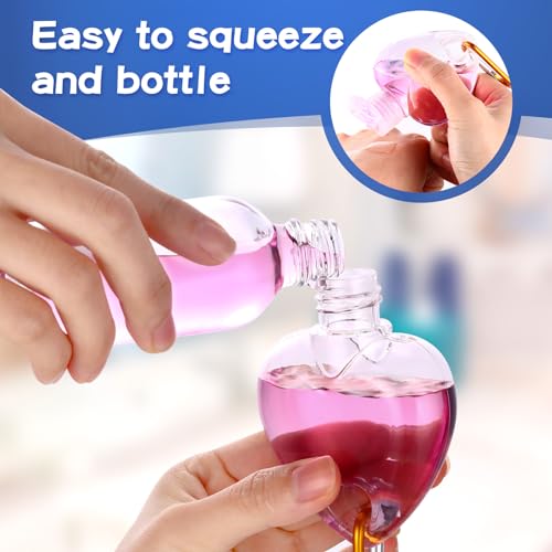 100 Pcs Travel Bottles with Keychain 2oz Heart-Shaped Empty Containers