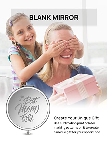 Portable Compact Mirror with 1X/2X Magnification - Silver, 2.5 Inch