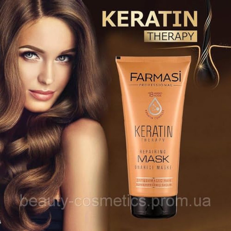 FARMASi Professional Keratin Therapy Repairing Hair Mask, Deep Repair & Moisture Care for Dry Damaged Color Treated Hair, Smoothness Shine Support, 6.7 fl oz