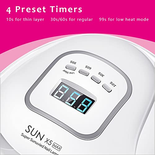 Pink UV LED Nail Lamp 150W for Gel Polish Fast Curing 4 Timers