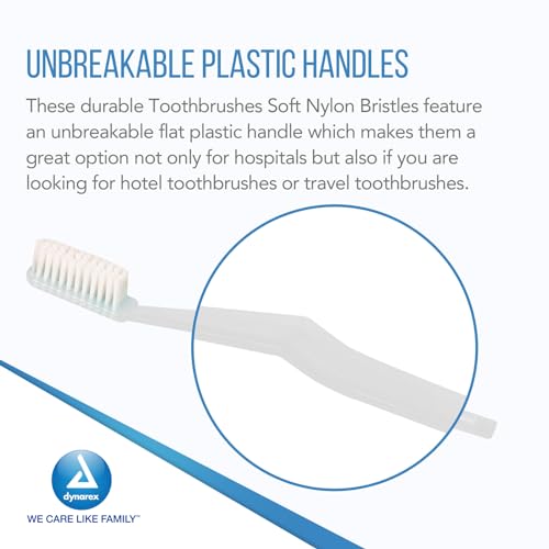 Dynarex Adult Toothbrushes, 144-Count Pack, 30 Tuft – Hospital/Institutional Grade