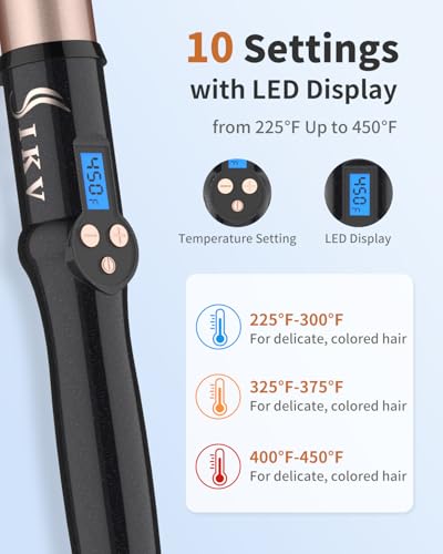 Large 1.5 Inch Ceramic Curling Wand for Long Hair - 1 1/2 Inch Barrel, Salon-Grade