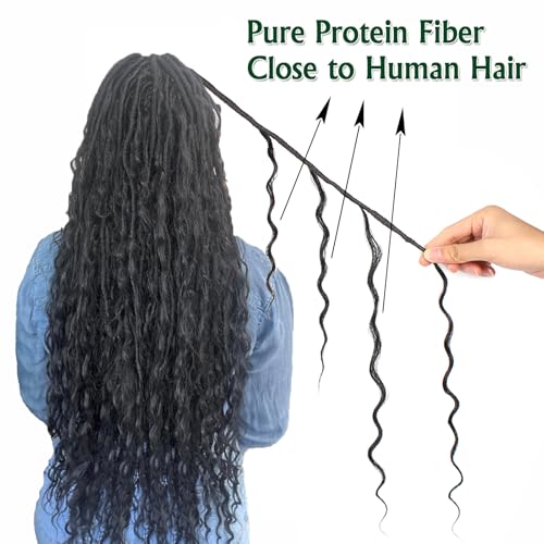AIBEO 18 Inch Boho Faux Locs Curl Crochet Hair 7 Pack Pre-Looped Goddess Style