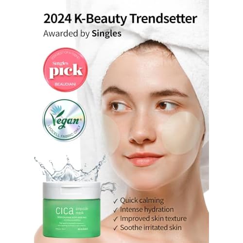 BEAUDIANI CICA Ampoule Mask Pads (Spot Mask) ? Round Pre-Soaked Calming Pads with 3,026 PPM Centella Asiatica, 5-Hyaluronic Acid & Peptide Complex, Low-Irritation Tested, 100 Pads / 150ml