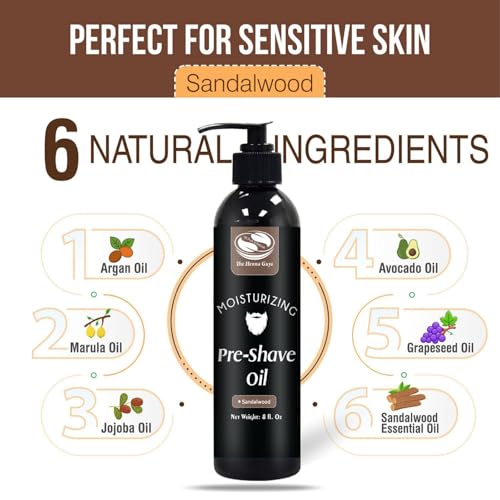 Pre-Shave & Beard Conditioning Oil for Men Sandalwood Scent - Jojoba & Argan Oils