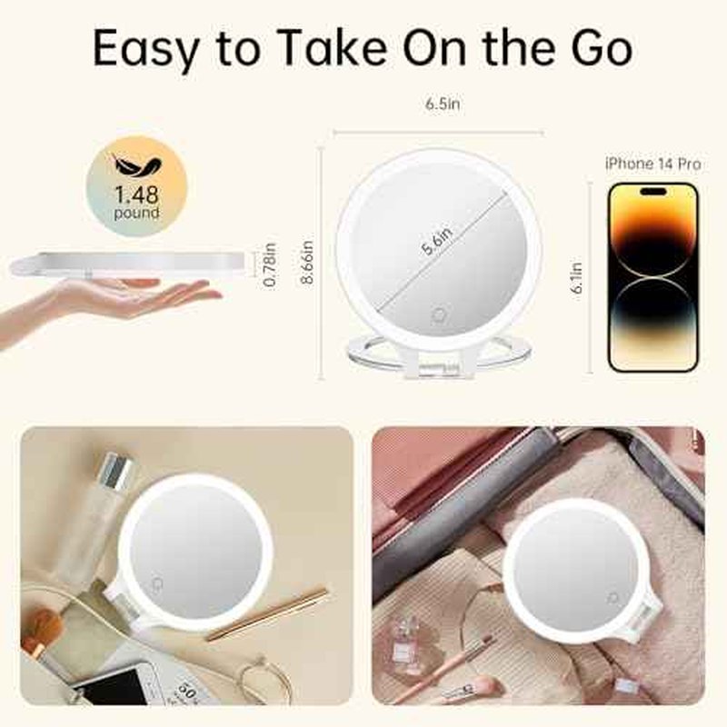 FASCINATE Magnifying Mirror 30X 1X Double Sided Magnification Makeup Vanity Mirror Rechargeable Lighted Mirror with 3 Color Setting Adjustable Rotation LED Vanity Desk Mirror