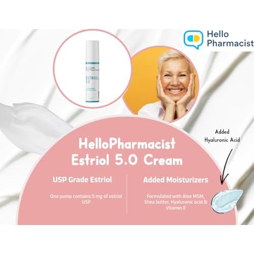 HelloPharmacist Natural Bioidentical Estriol 5.0 Professional Cream for Women - Menopause Support - Added Moisturizers & Hyaluronic Acid - 3 Ounces - Trusted Brand