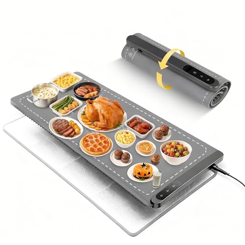 Extra Large Food Warming Mat 43x16 Inch 560W for Parties - Gray