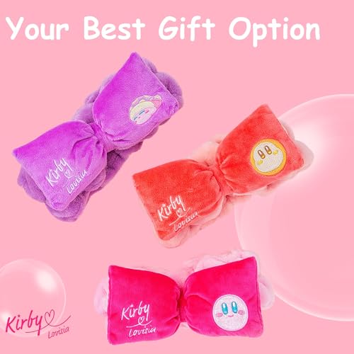 Lovisia Kirby Kawaii Face Wash Headband - Pink, Orange, Purple, Official Licensed Makeup & Skincare Headband for Girls & Women