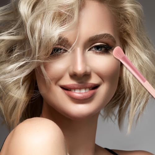 Banidy 12-Pink Vegan Makeup Brush Set with Storage Bag - Professional & Beginner