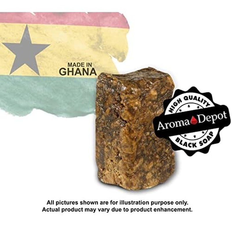 Aroma Depot Raw African Black Soap 8oz 100% Raw Natural soap for Acne, Eczema, Psoriasis, Scar Removal Face And Body Wash. Handmade