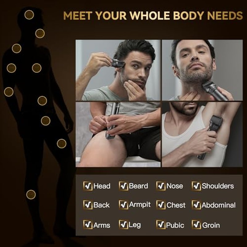 Beard Trimmer for Men - Hair Clippers with 42 Adjustable Length Settings, Professional Mens Grooming Kits Precision Trimming for Beard Facial Nose Trimmer IPX6 Waterproof LED Display Mustache Trimmer