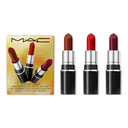 MAC Mini Lustreglass Lipstick Trio - Sheer Shine Red & Neutral Shades, Gift Set