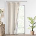 Vision Home 60x90 Inch Natural Blackout Pinch Pleated Linen Blend Room Darkening Curtains