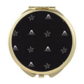 FORTUNA Tokyo Compact Mirror, Nishijin Textile Silk Hand Mirror, Double-Sided Mirror, Magnifier, Made in Japan, Round Size, Mt. Fuji and Cherry Blossom Pattern -18, Hokusai (Black/Gold)