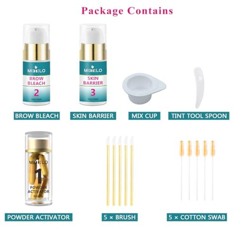 Eyebrow Color Lightening Cream, Brow Bleach Cream Kit Lighten Dark Brow Color, 5 Application Kit