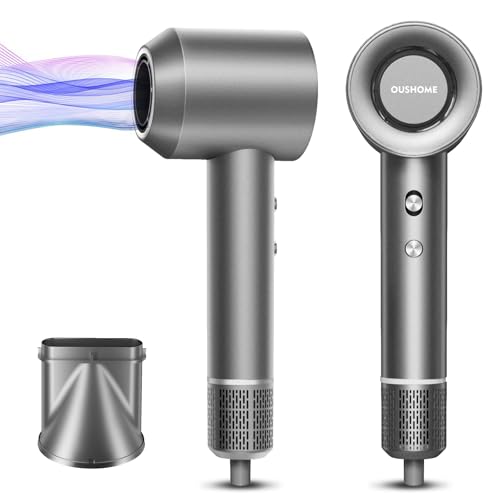 Oushome High Speed 150000 RPM Hair Dryer with Negative Ions - Grey