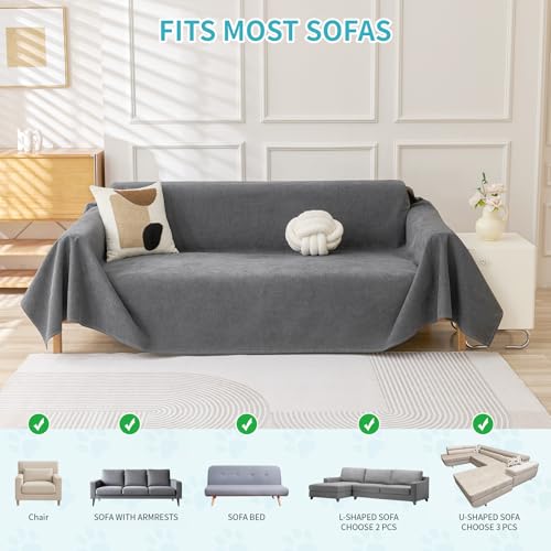 Pet Couch Protector Waterproof Anti-Slip Sofa Cover - 91x150 Dark Grey