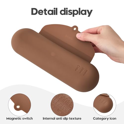 Silicone Makeup Brush Holder£¬Travel Makeup bag-Soft Portable Cosmetic Face Brushes Holder£¬Large Travel Makeup Brush Case with Anti-Fall Out Magnetic Closure
