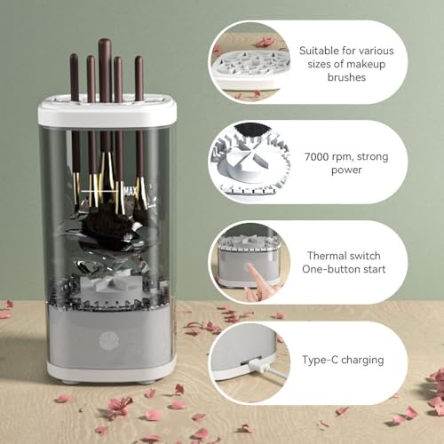 Electric Makeup Brush Cleaner Machine, LIFEES Portable Automatic USB Cosmetic Brush Cleaner Dryer for All Size Beauty Makeup Brushes Set, Foundation brush, Contour, Eyeshadow, Blush Brushes