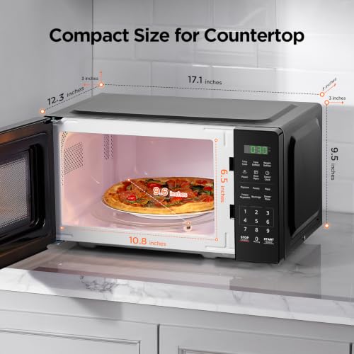 Countertop Microwave Oven 0.7 Cu Ft, 700W, Child Safety Lock, Black