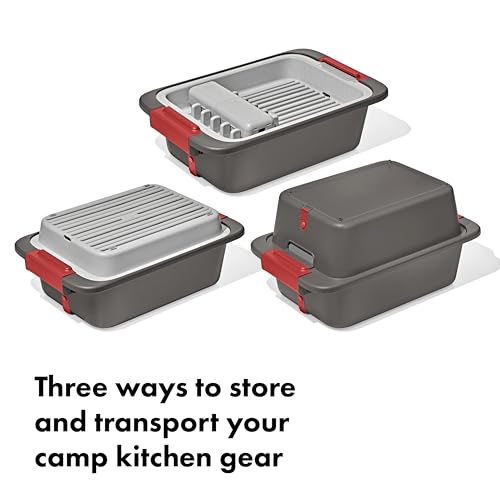 Outdoor Camping Wash and Dry System with Bins, Rack & Utensil Holder