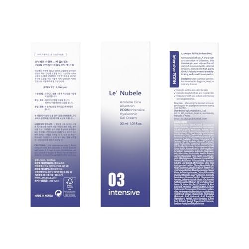 Le Nubele Azulene Cica Allantoin PDRN Intensive Hyaluronic Gel Cream, Salmon DNA PDRN 5,000ppm, Peptide, Collagen Boost, Calming, Hydrating, Purple Face Moisturizer, Korean Skin Care 30ml/1.01 fl.oz.