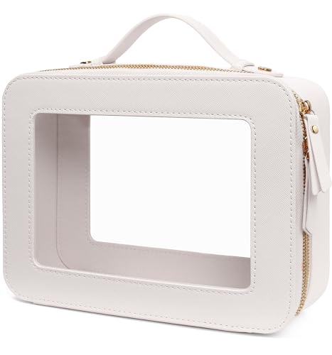 LETGO Large White TSA Approved Clear Makeup & Toiletry Bag for Travel