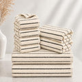 Black & Ivory Cotton Bath Towel Set - 8 Pack, Soft & Absorbent