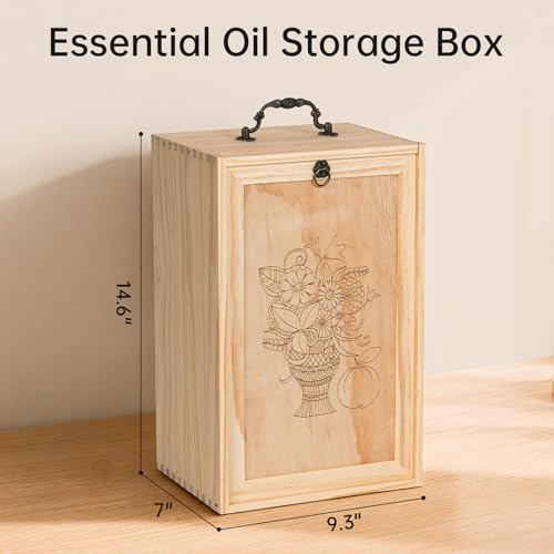 TORIBIO Essential Oil Box, Wooden Essential Oils Storage Holder Organizer for 96 Bottles, Holds 5 to 30 ml for Young Living & Doterra Bottles