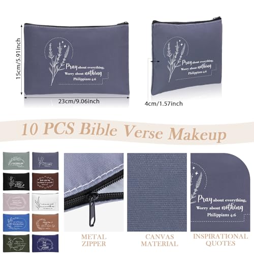 Afarnook 50 Pcs Christian Gift for Women Bible Verse Church Gift Bulk Include 13oz Inspirational Quotes Cup with Lid Religious Makeup Bag Mini Compact Mirror Keychain Bag Inspirational Christmas Gifts