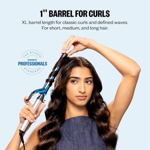 BaBylissPRO Nano Titanium 1 Inch Curling Iron with Long Blue Barrel for Long Hair