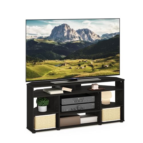 Espresso Corner TV Stand for 55-Inch TVs | 4-Tier Storage & Modern Design