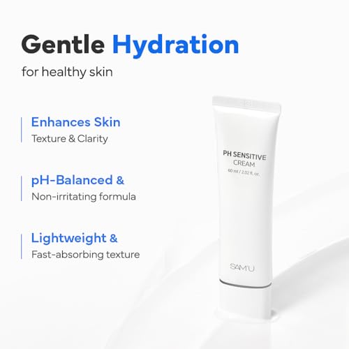SAM'U PH Sensitive Cream? Face Moisturizer with Ceramide, Hyaluronic Acid & Allantoin & Centella, Long-lasting Hydration, Quick Absorbing Formula, Hypoallergenic Korean Skin Care 2.02 Fl Oz