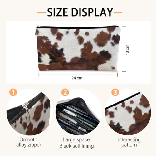 Western Makeup Bag, Cow Print, Cosmetic Bag, Women's Accessory, Brown