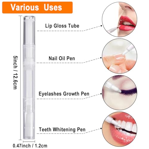 40 Pack Empty Cuticle Oil Pens with Stickers – 3ml Nail & Lip Oil Applicators